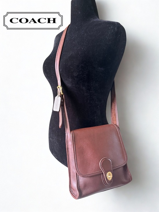 Coach Handbags - VINTAGE COACH Shelburne Flap 9038 Mahogany Leather Crossbody + Dust Bag - MINT